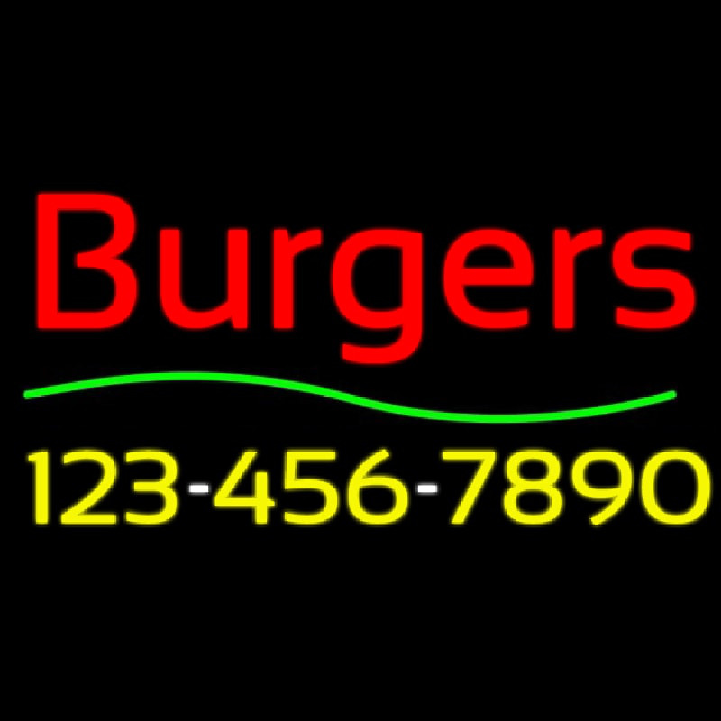 Burgers With Phone Number Enseigne Néon