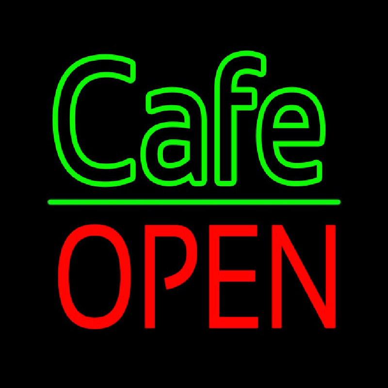 Cafe Block Open Green Line Enseigne Néon