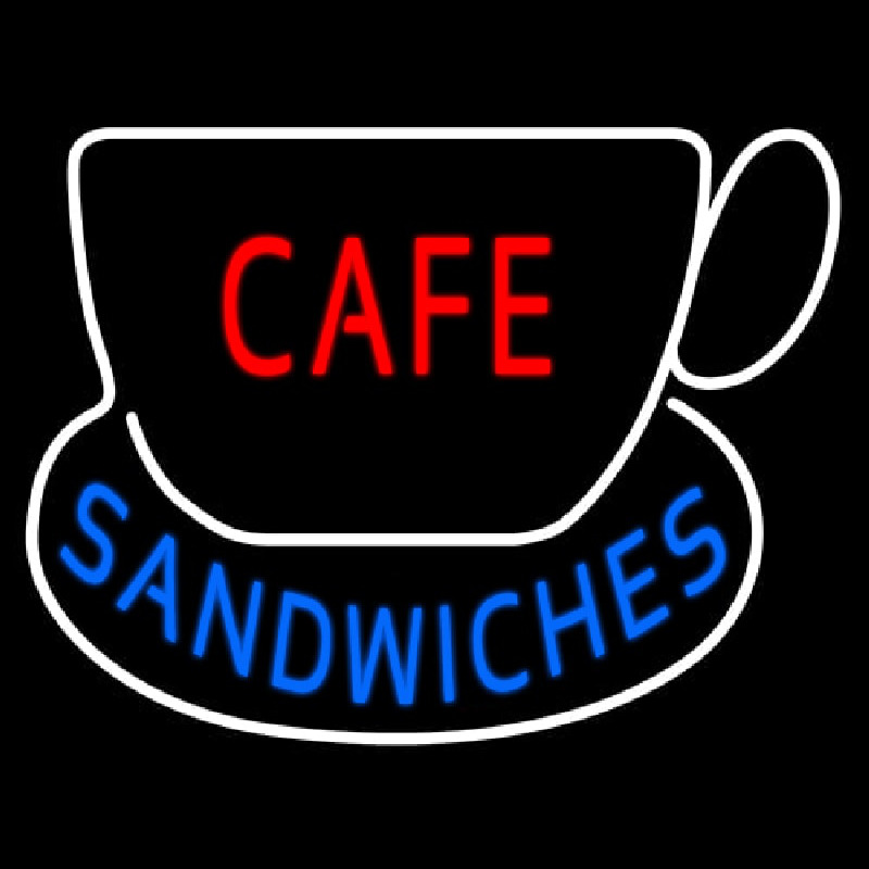 Cafe Sandwiches With Tea Cup Enseigne Néon