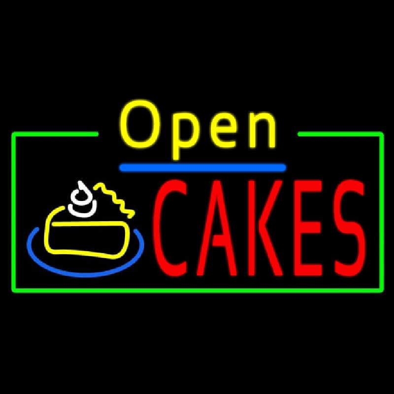 Cakes Open With Green Border Enseigne Néon