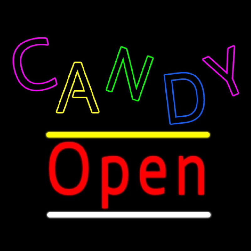 Candy Open Yellow Line Enseigne Néon