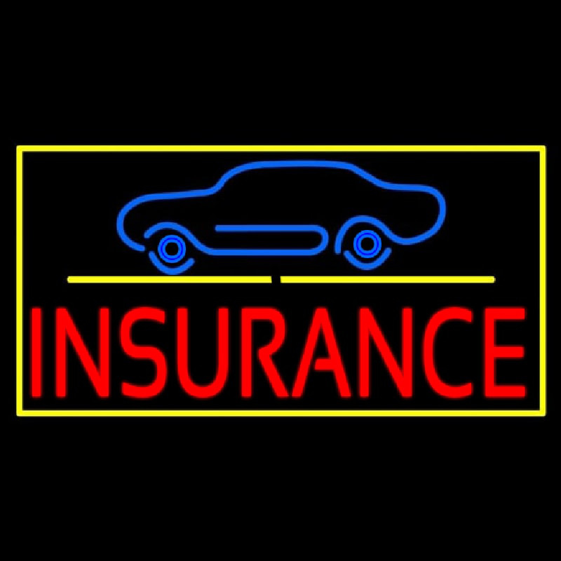 Car Logo Yellow Line Insurance With Border Enseigne Néon