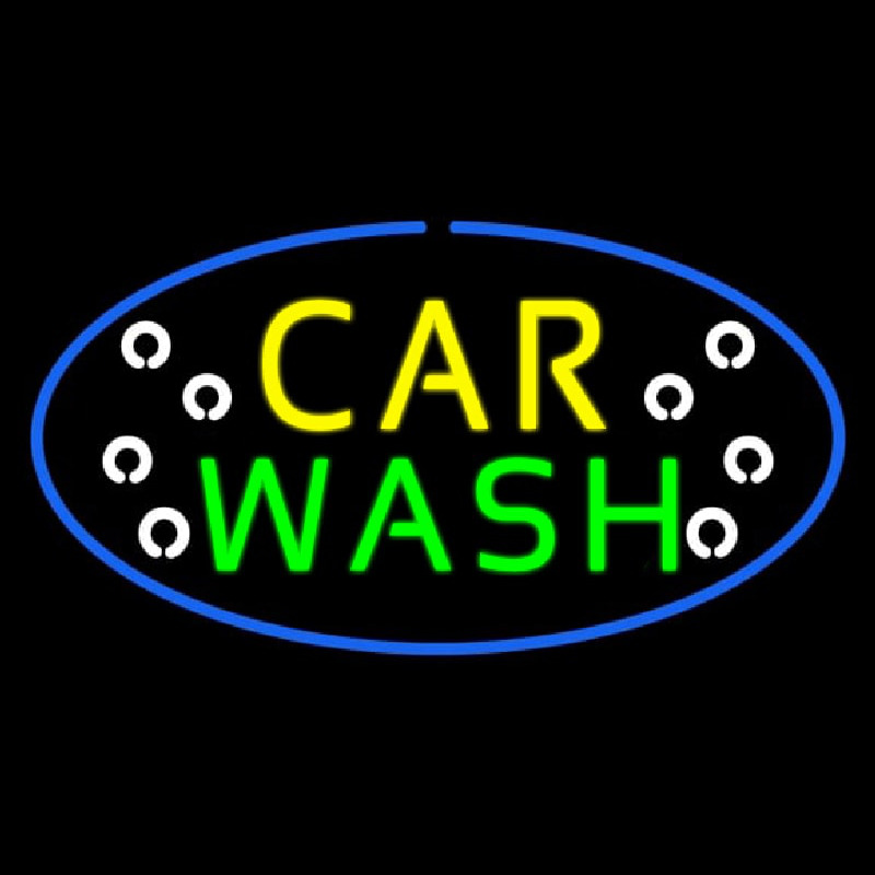 Car Wash Blue Oval Enseigne Néon