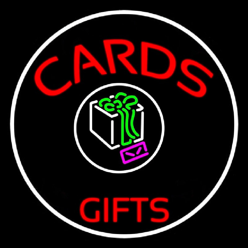 Cards And Gifts Block Logo Enseigne Néon