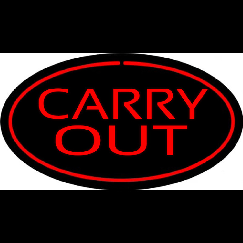 Carry Out Oval Red Enseigne Néon