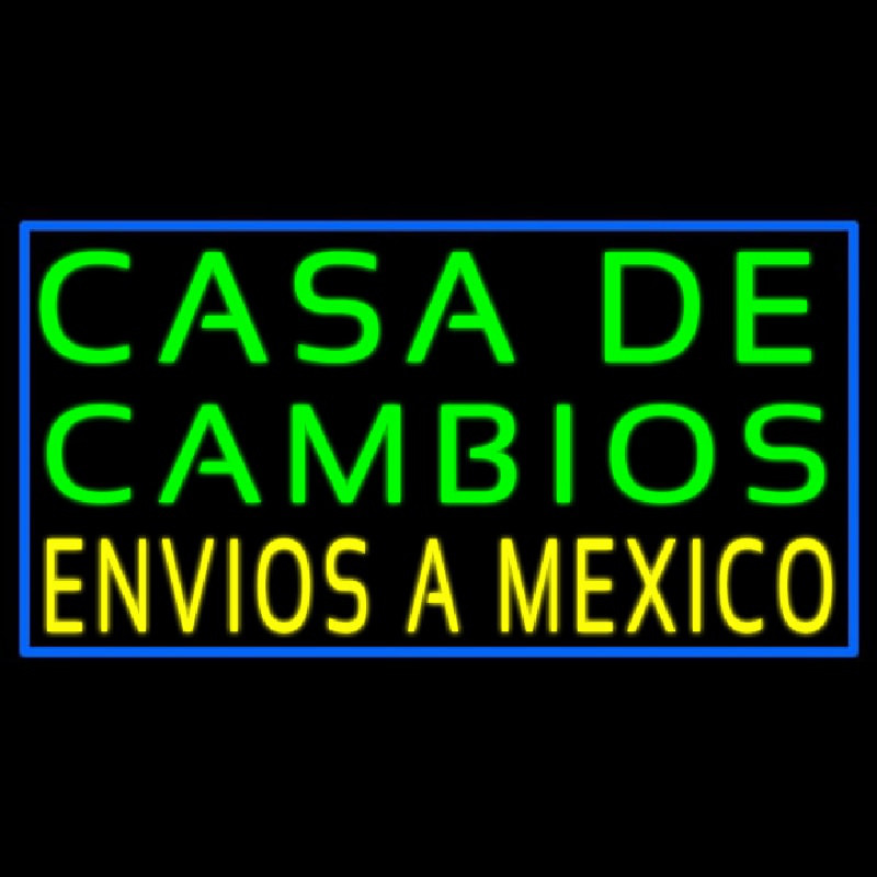 Casa De Cambios Envois A Me ico Blue Border Enseigne Néon