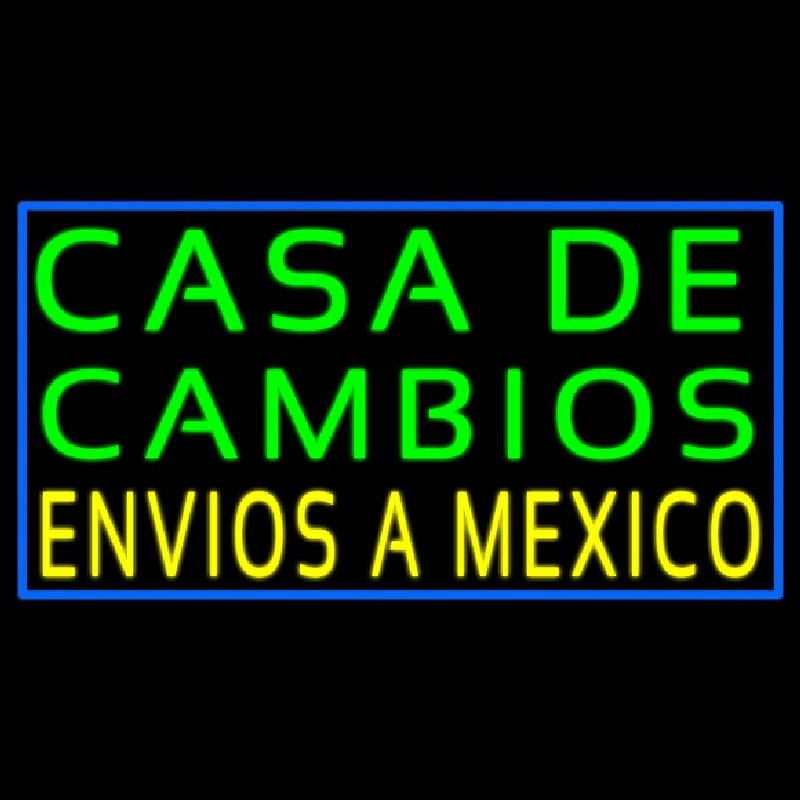 Casa De Cambios Envois A Me ico Blue Border Enseigne Néon