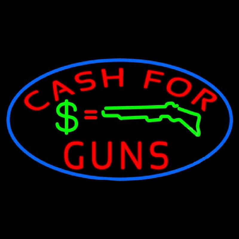 Cash For Guns Blue Border Enseigne Néon