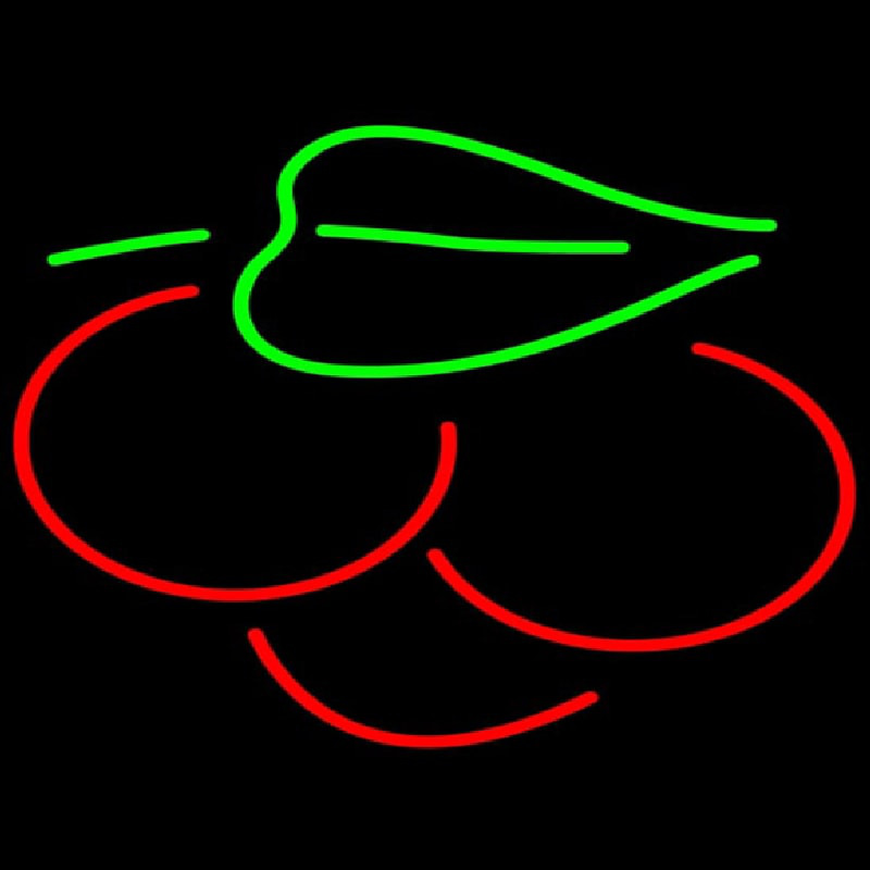 Cherry With Leaves Logo Enseigne Néon