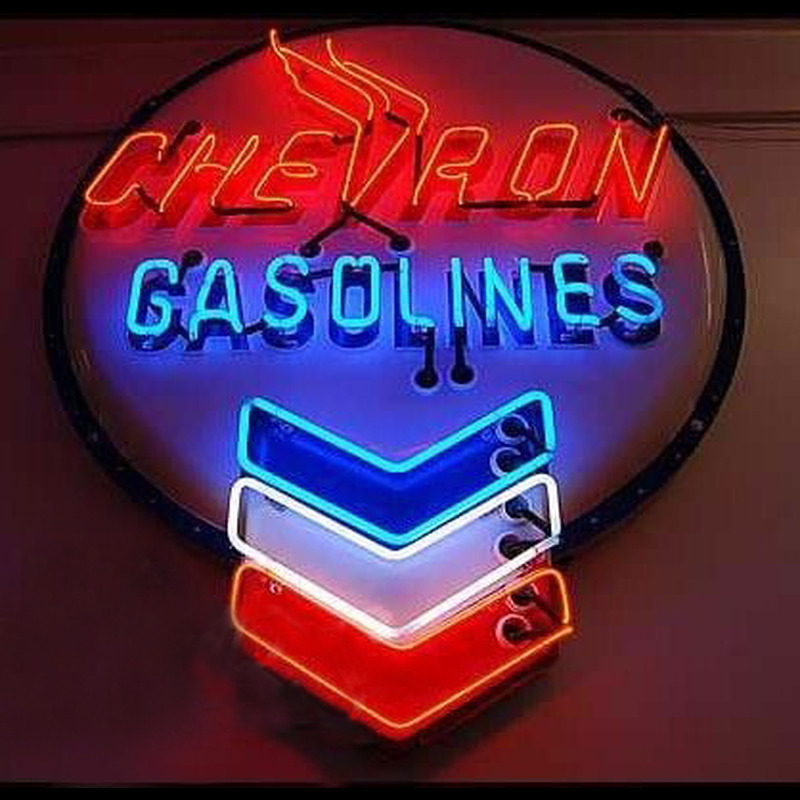 Chevron Gasoline Enseigne Néon