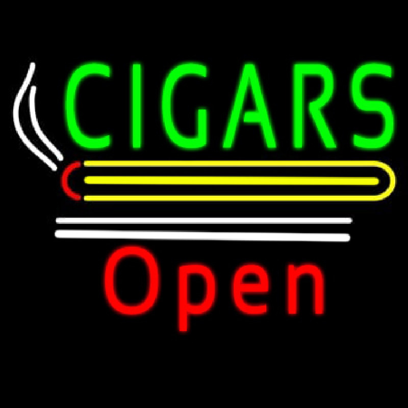 Cigars Logo Open White Line Enseigne Néon