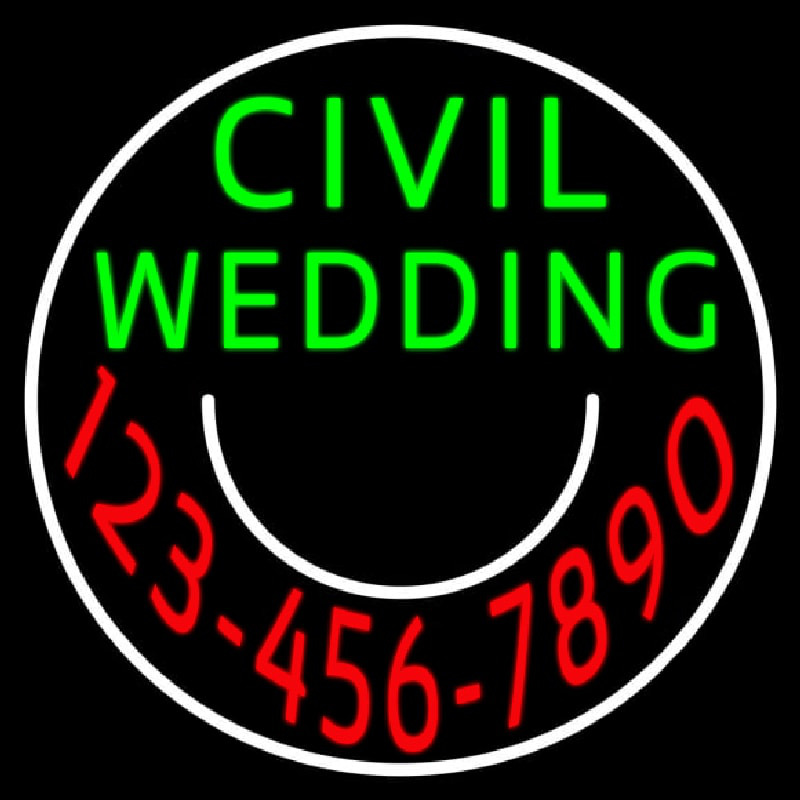 Circle Civil Wedding With Phone Number Enseigne Néon