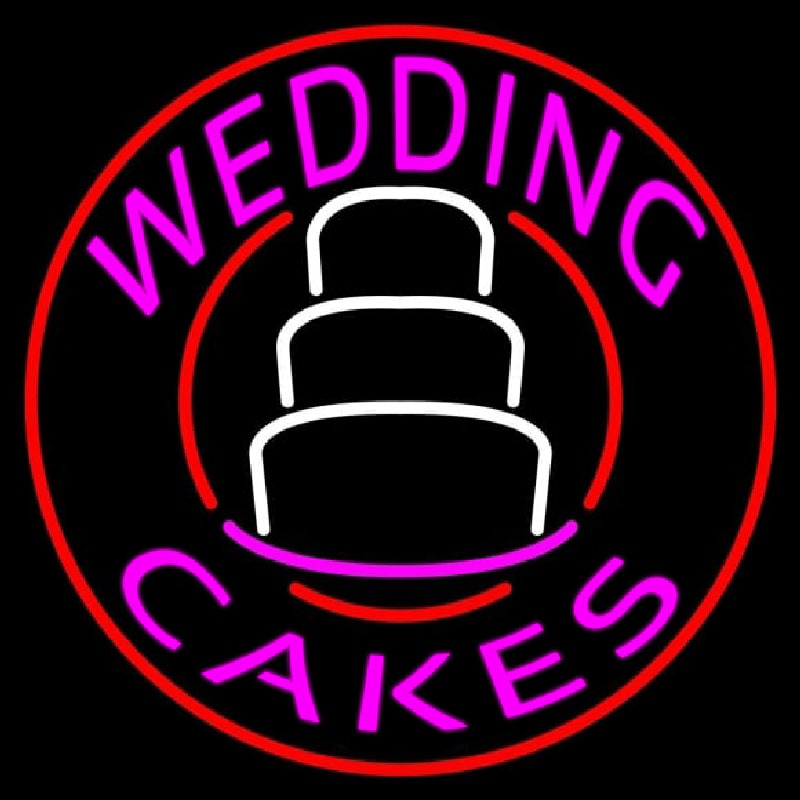 Circle Pink Wedding Cakes Enseigne Néon