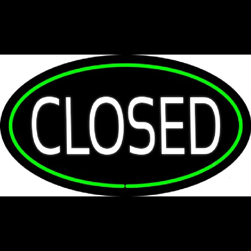 Closed Oval Green Enseigne Néon