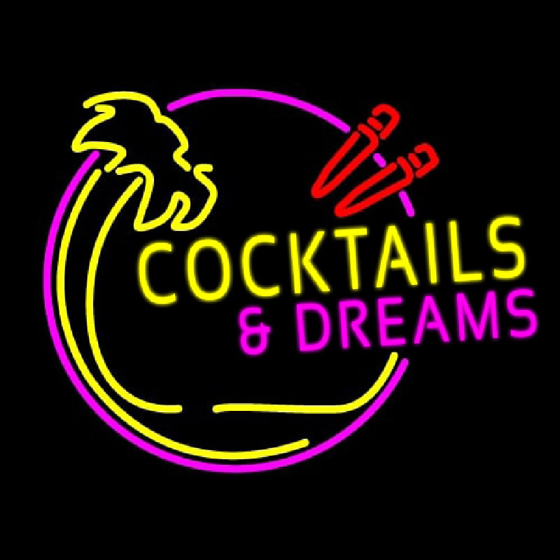 Cocktails And Dreams Bar Enseigne Néon