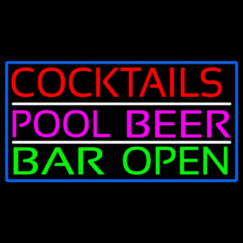 Cocktails Pool Beer Bar Open Enseigne Néon