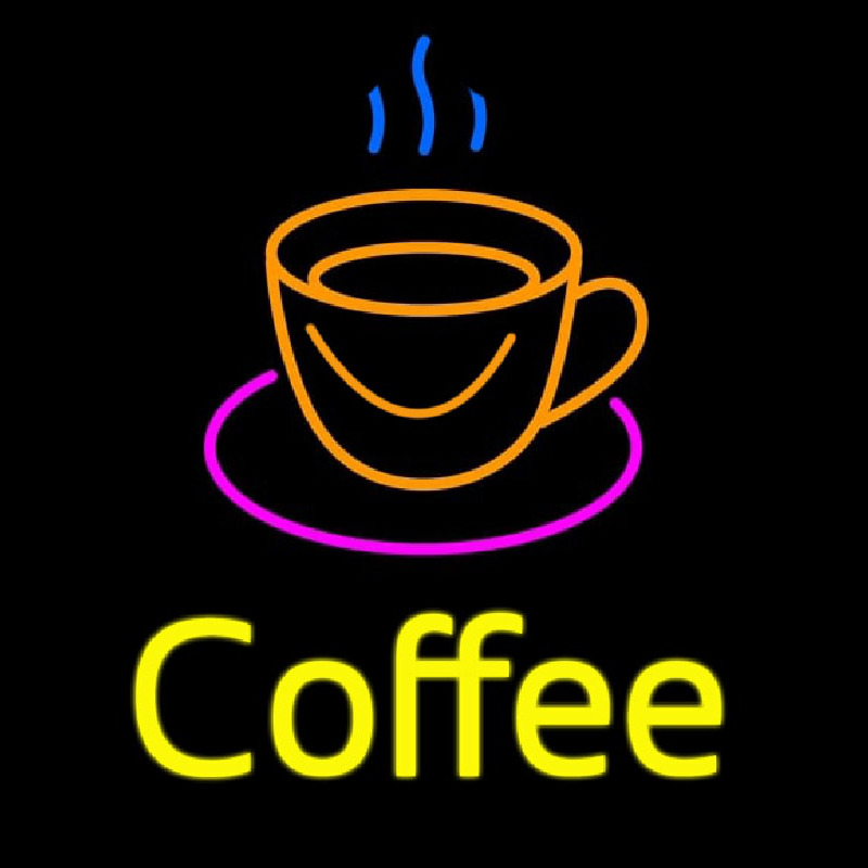 Coffee Cup With Yellow Coffee Enseigne Néon