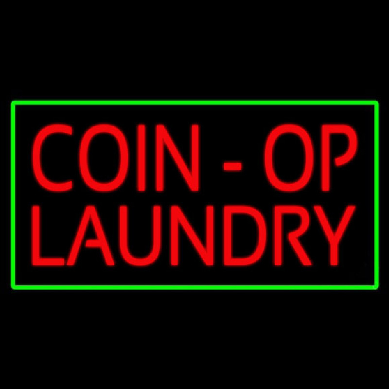Coin Op Laundry Green Border Enseigne Néon