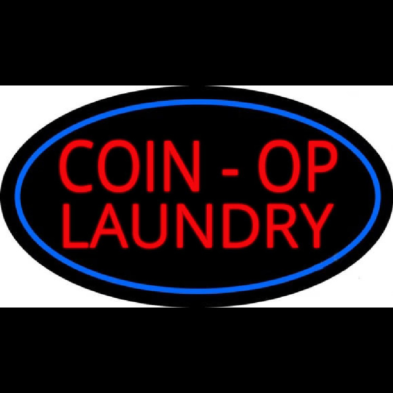 Coin Op Laundry Oval Blue Enseigne Néon