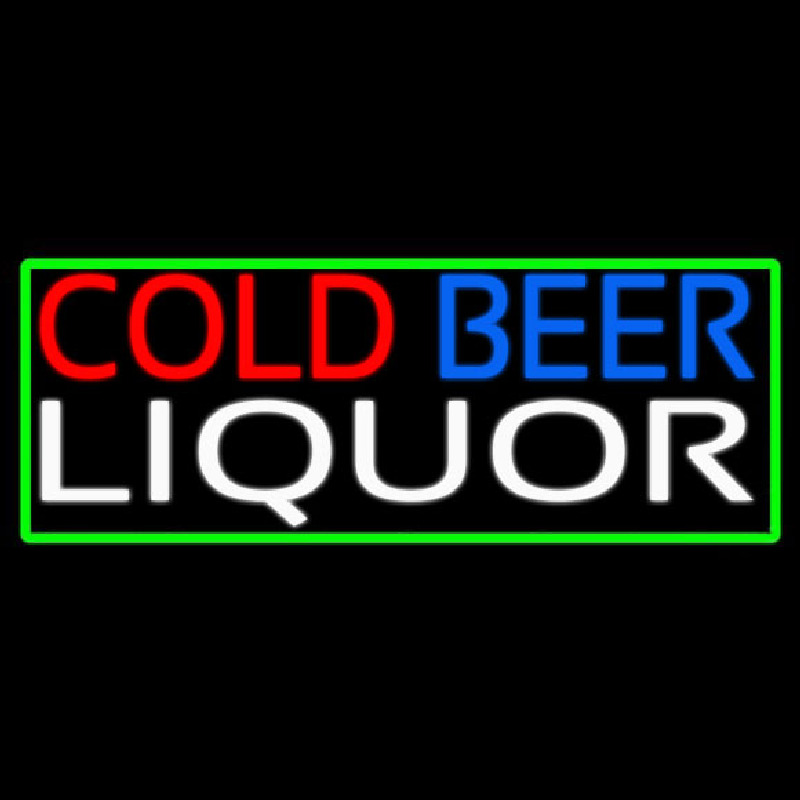 Cold Beer Liquor With Green Border Enseigne Néon