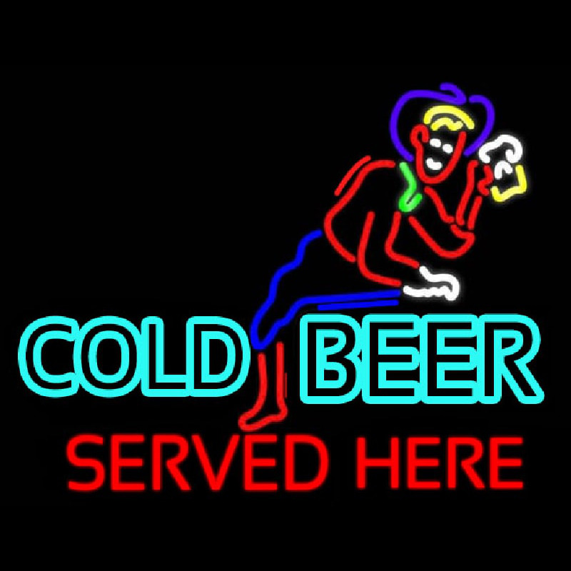 Cold Beer Served Here Real Neon Glass Tube Enseigne Néon