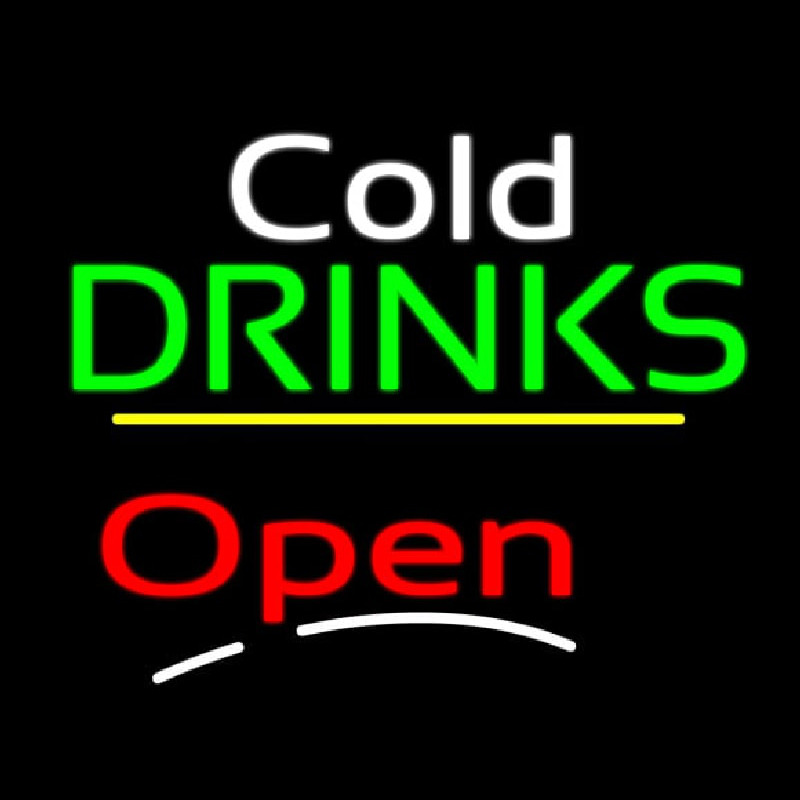 Cold Drinks Open Yellow Line Enseigne Néon