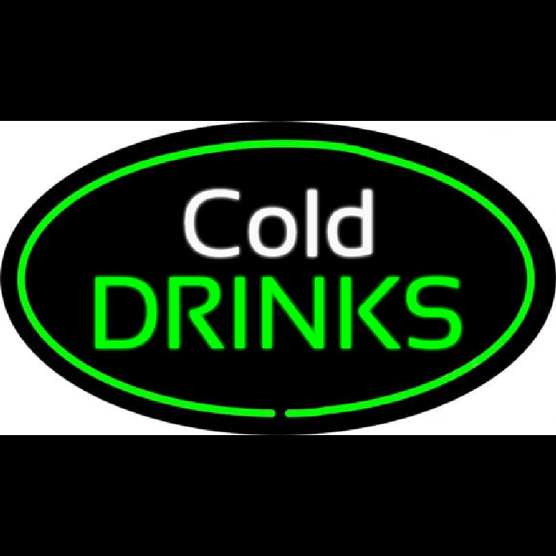 Cold Drinks Oval Green Enseigne Néon