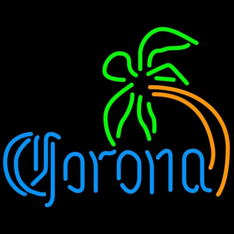 Corona Curved Palm Tree Beer Sign Enseigne Néon