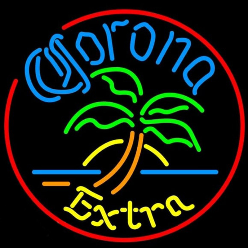 Corona E tra Circle Palm Tree Beer Sign Enseigne Néon