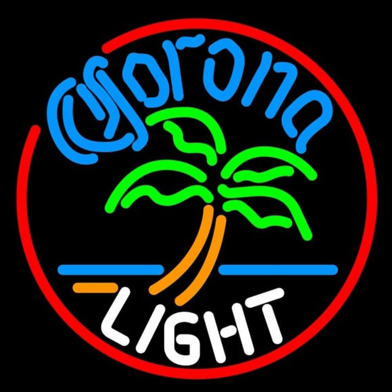 Corona Light Circle Palm Tree Beer Sign Enseigne Néon