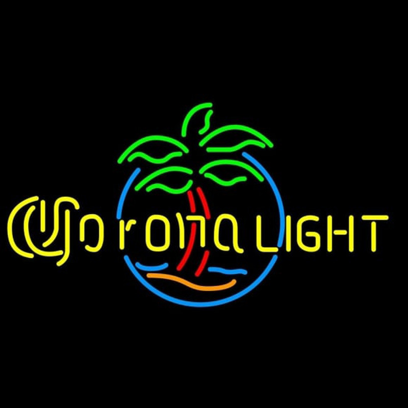 Corona Light Palm Tree Circle Beer Sign Enseigne Néon