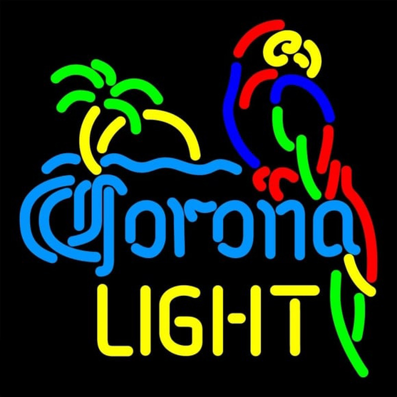 Corona Light Parrot With Palm Beer Sign Enseigne Néon