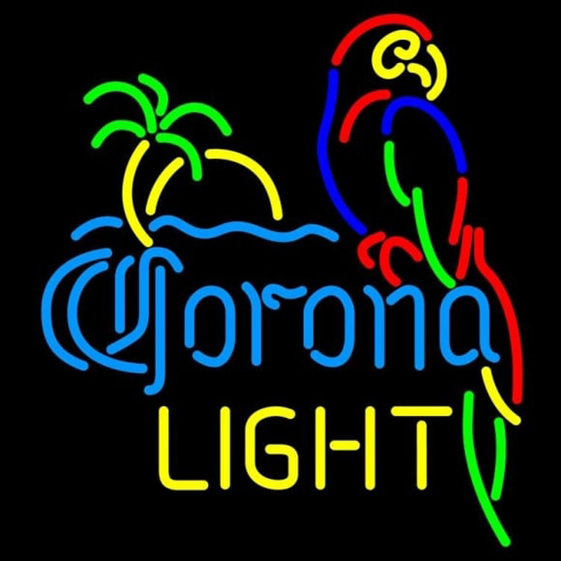 Corona Light Parrot with Palm Beer Sign Enseigne Néon