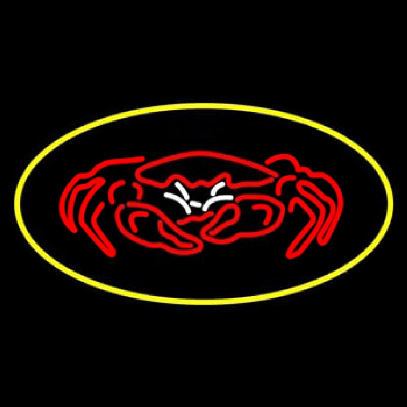 Crab Seafood Logo Oval Yellow Enseigne Néon