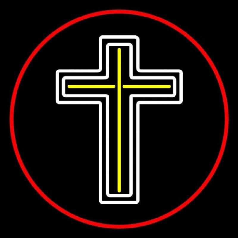 Cross Red Border Enseigne Néon