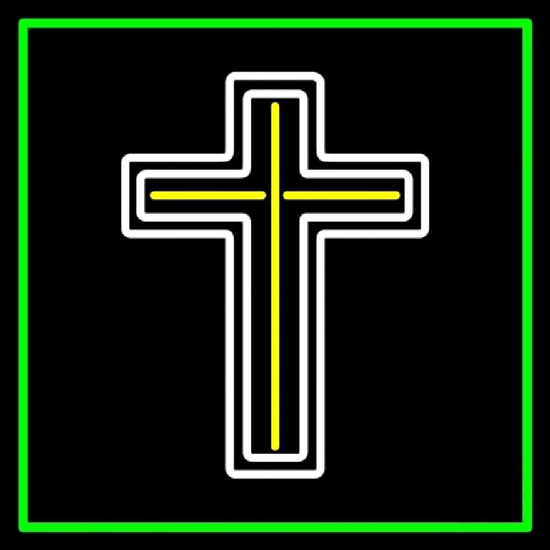 Cross With Border Enseigne Néon
