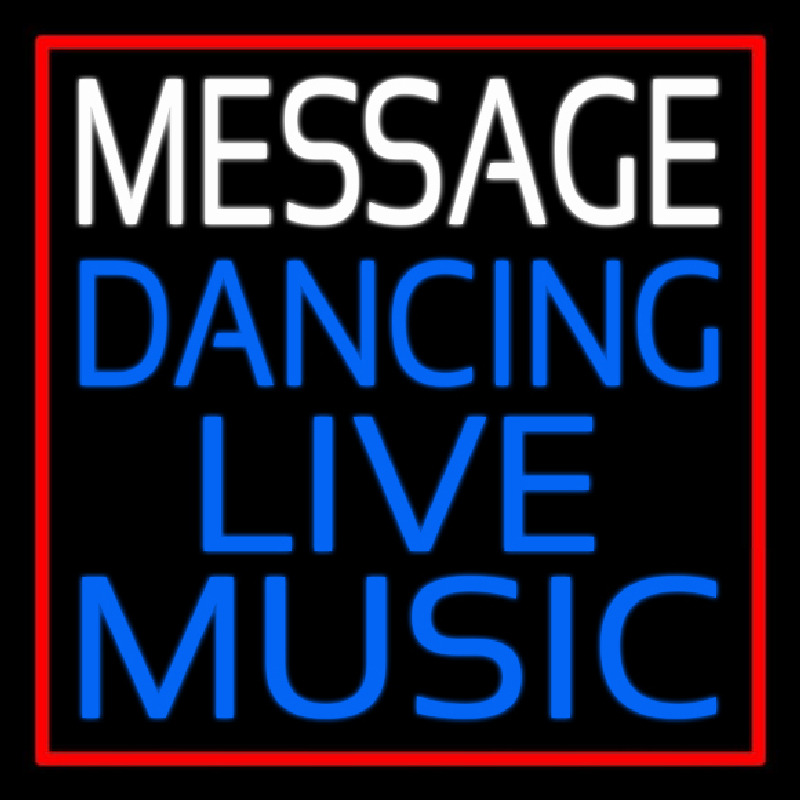 Custom Block Blue Live Music Dancing Red Border Enseigne Néon