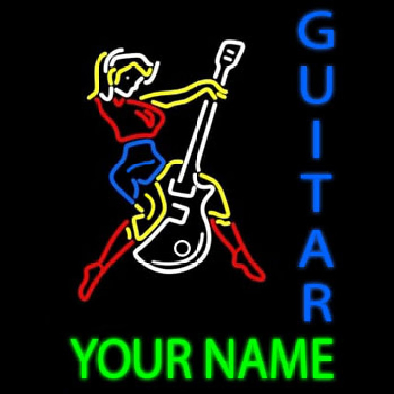 Custom Guitar Logo And Blue Guitar Enseigne Néon