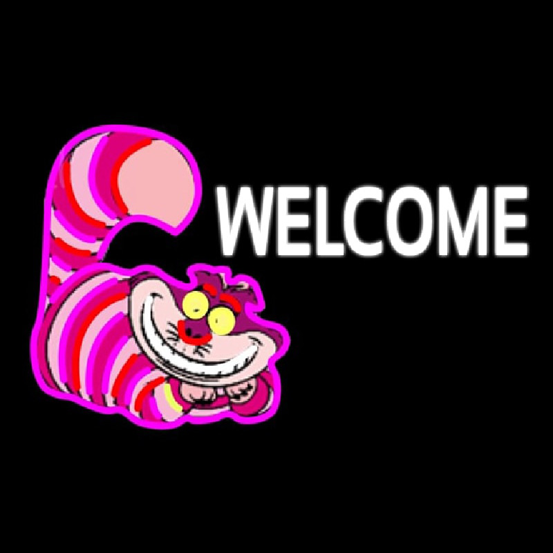 Custom Welcome With Smiley Cat 1 Enseigne Néon