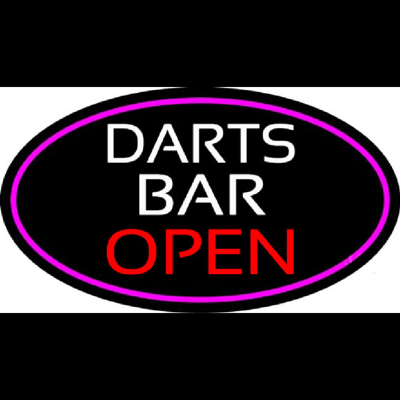 Dart Bar Open Oval With Pink Border Enseigne Néon