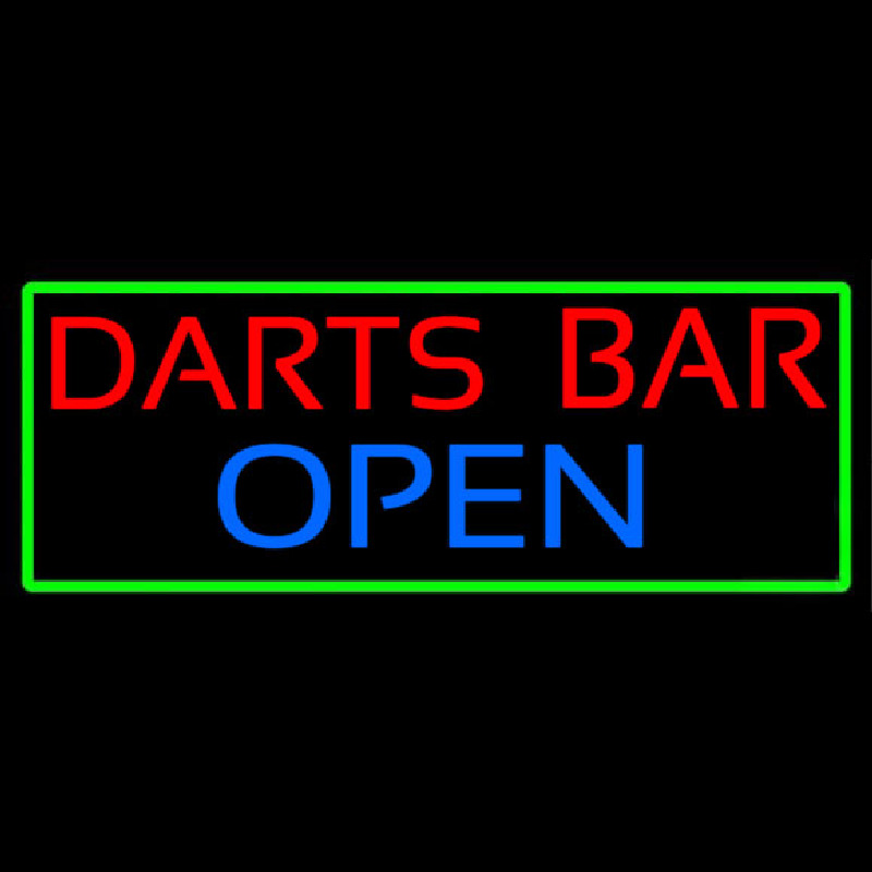 Dart Bar Open With Green Border Enseigne Néon