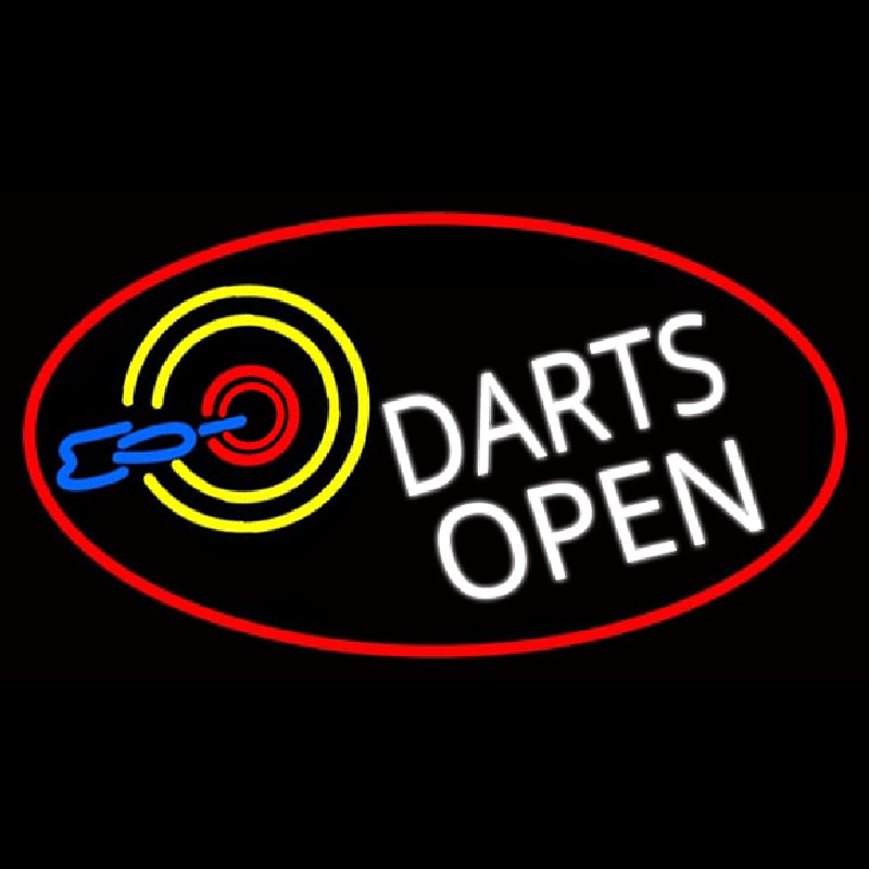 Dart Board Open Oval With Red Border Enseigne Néon