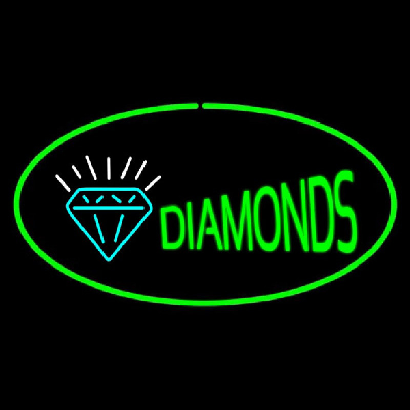 Diamonds Logo Green Oval Enseigne Néon