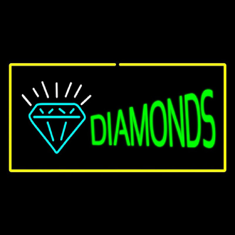 Diamonds Logo Yellow Rectangle Enseigne Néon