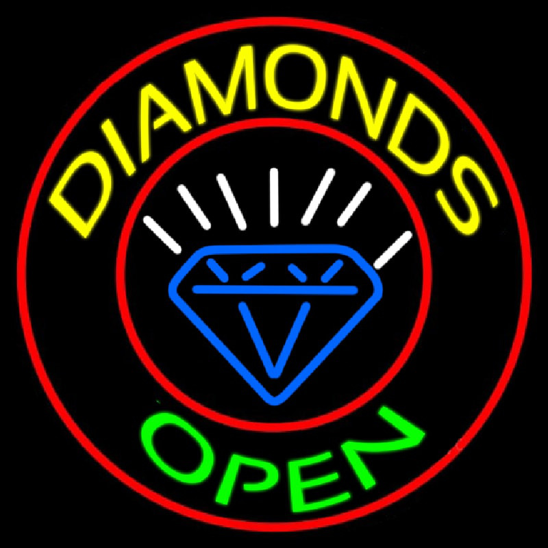 Diamonds Open Block With Logo Enseigne Néon