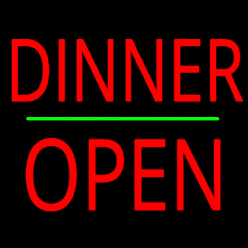 Dinner Block Open Green Line Enseigne Néon