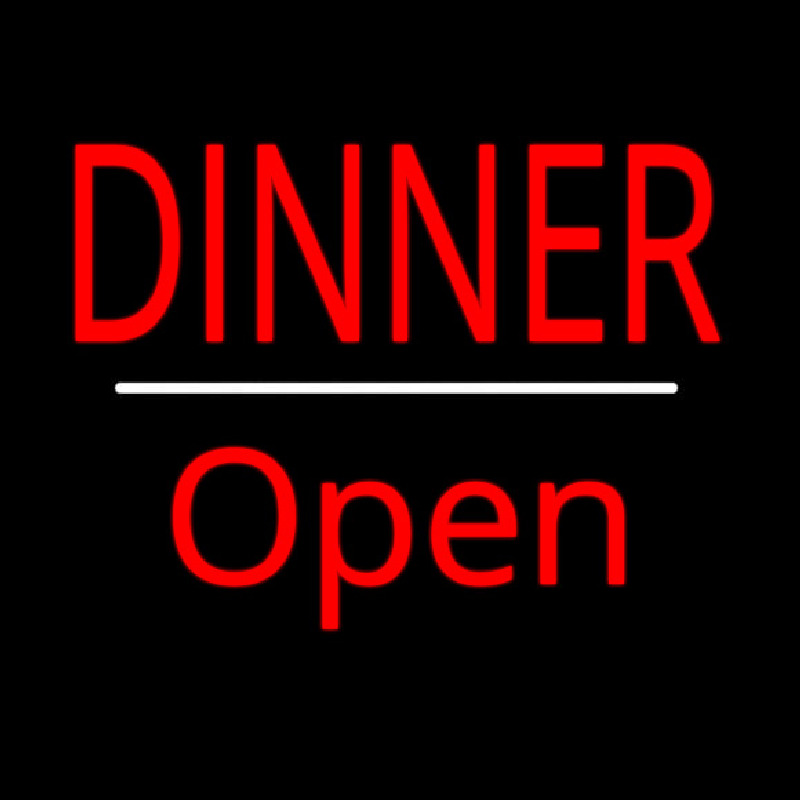 Dinner Open White Line Enseigne Néon