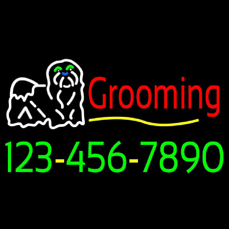 Dog Logo Grooming Phone Number Enseigne Néon