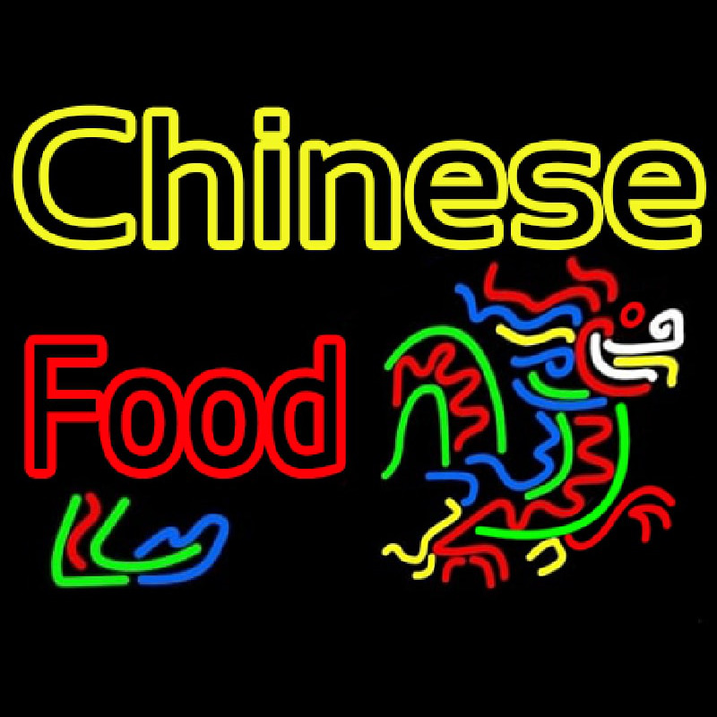 Double Stroke Chinese Food Logo Enseigne Néon