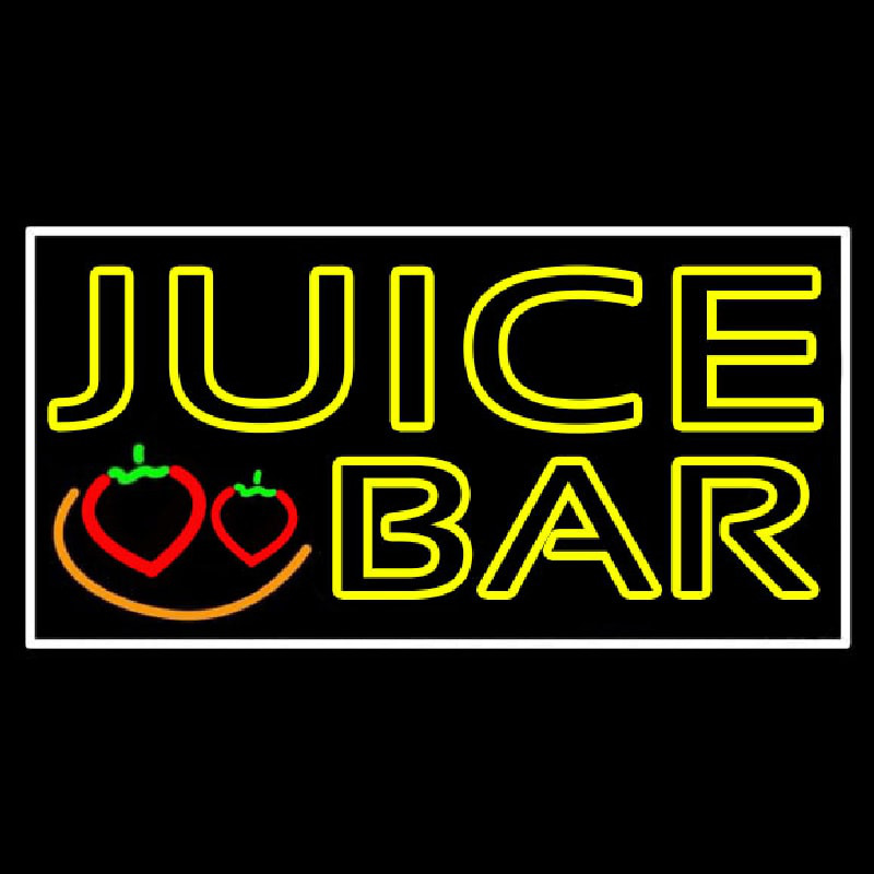 Double Stroke Juice Bar With Strawberries Enseigne Néon